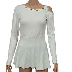 Thalia‎ Sodi top  Sweater 1 shoulder open Ivory Size M